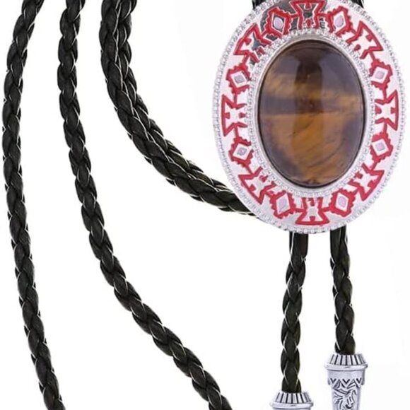 Tiger Eye Red Bolo Tie - Picture 6 of 6